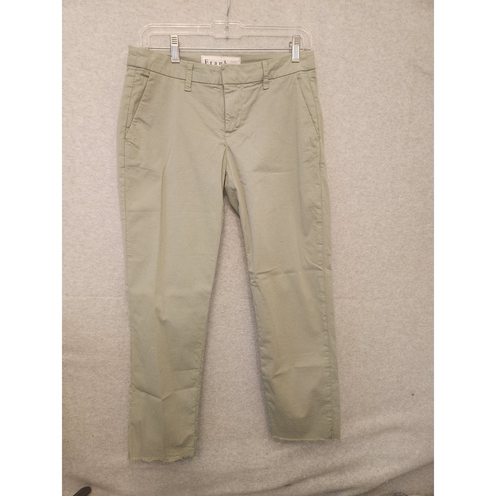 Frank & Eileen Pants Womens 2 30" Cotton Stretch Flat Front Ankle Sage Green
